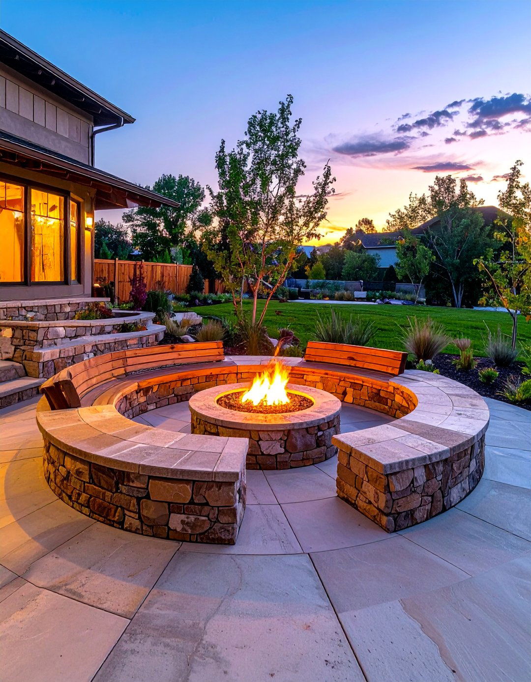 Incorporating a Sunken Fire Pit Area - 30 Colorado Landscaping Ideas for a Stunning Yard