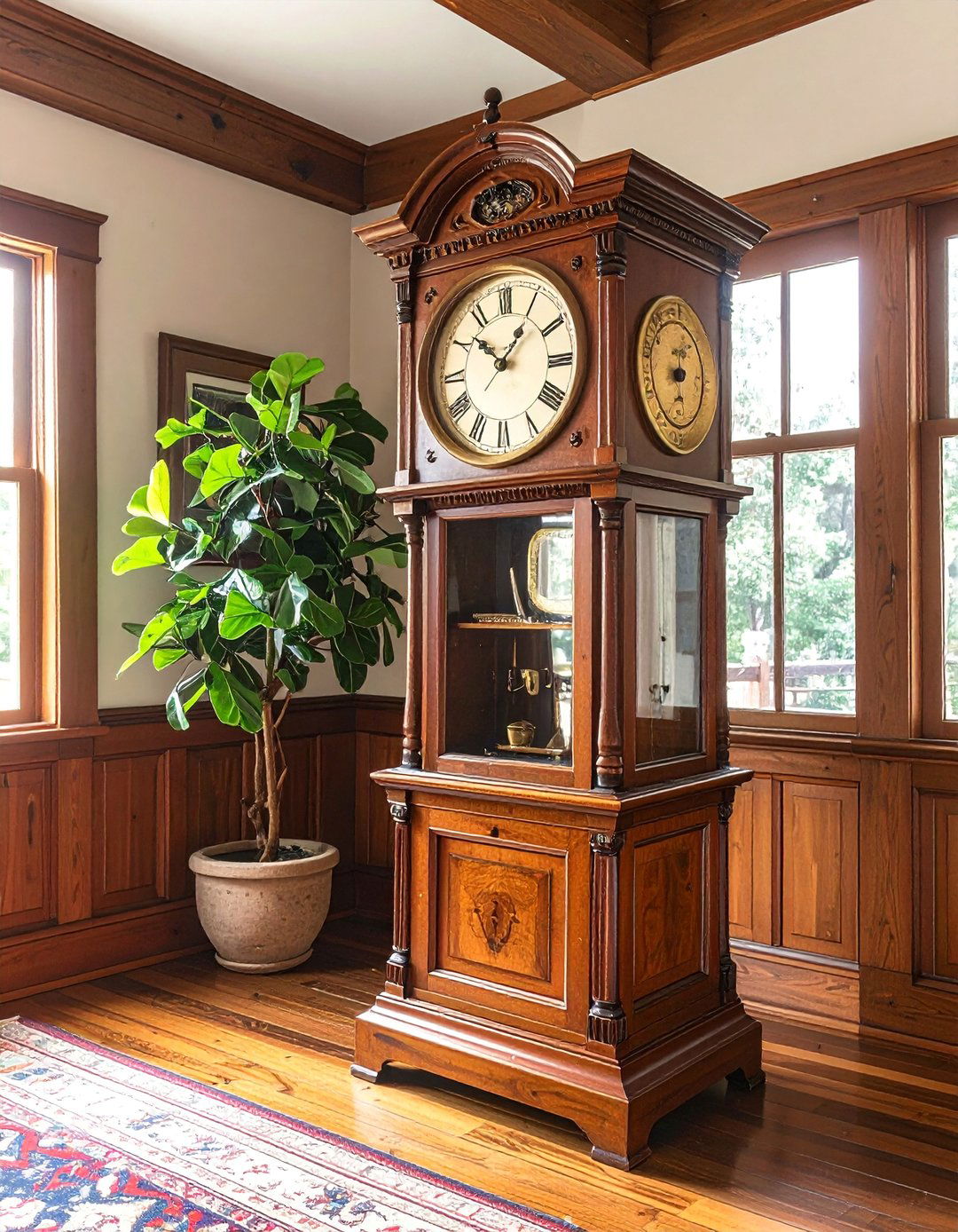 Incorporating an Antique Grandfather Clock - 30 Craftsman Living Room Ideas for a Timeless Look