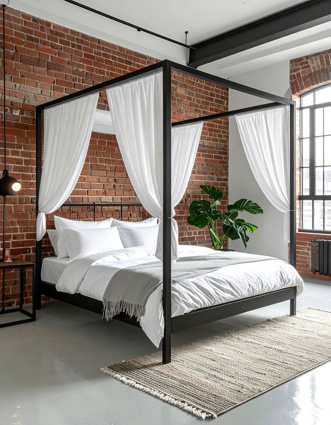 Industrial Bedroom with A Black Metal Bed Frame - 20 Industrial Bedroom Ideas for a Modern and Edgy Look