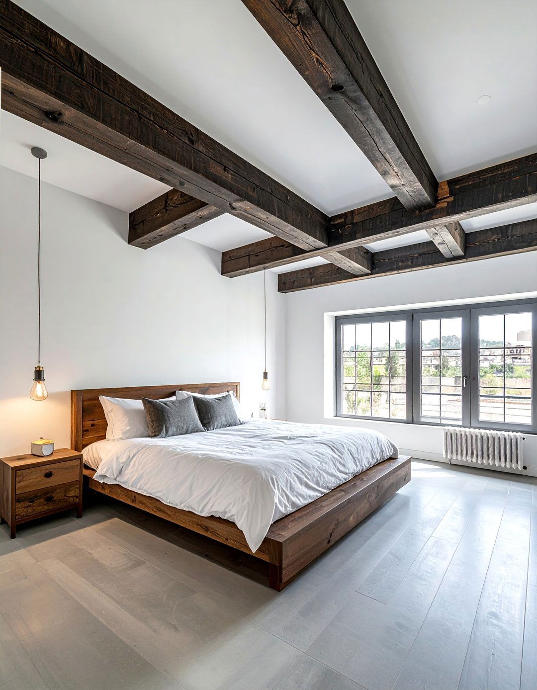Industrial Bedroom with Exposed Ceiling Beams - 20 Industrial Bedroom Ideas for a Modern and Edgy Look