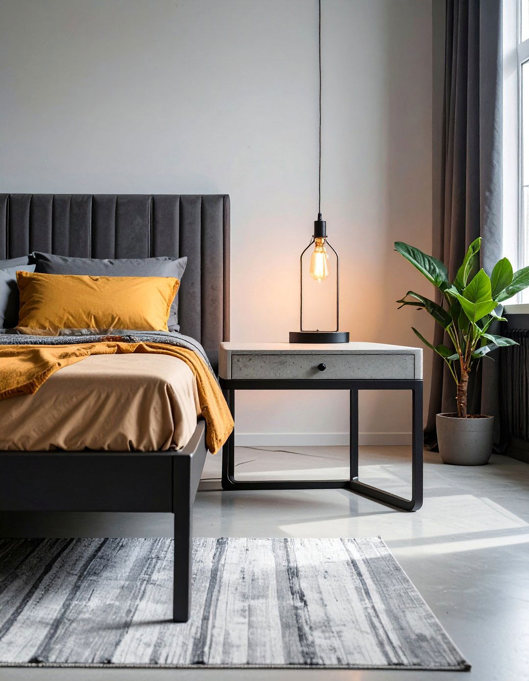 Industrial Bedroom with Minimalist Bedside Tables - 20 Industrial Bedroom Ideas for a Modern and Edgy Look