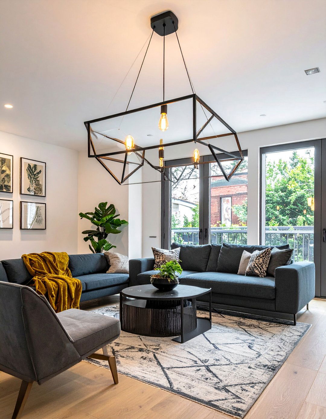 Industrial Black Metal Chandelier - 30 Living Room Chandelier Ideas for Elegant Spaces