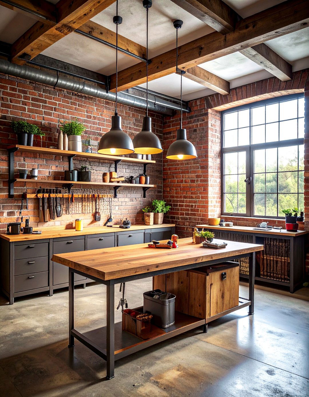 Industrial Rustic Workshop - 25 Rustic Basement Ideas for a Cozy and Inviting Space