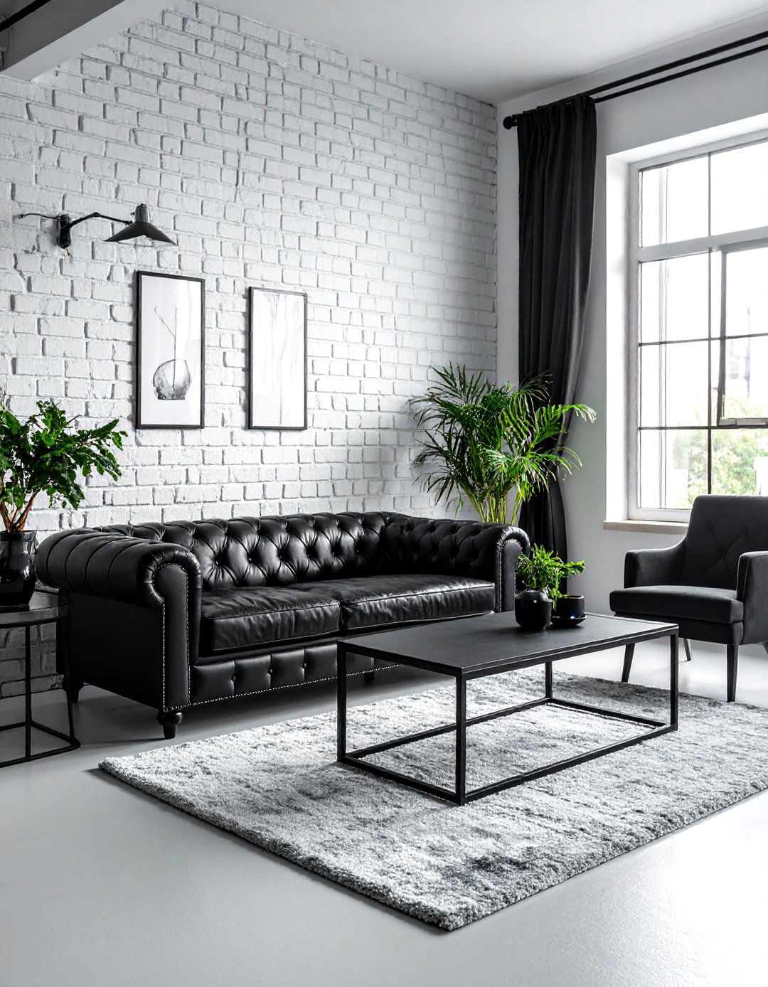 Industrial Style Black and White Living Room - 30 Black and White Living Room Ideas for Timeless Style