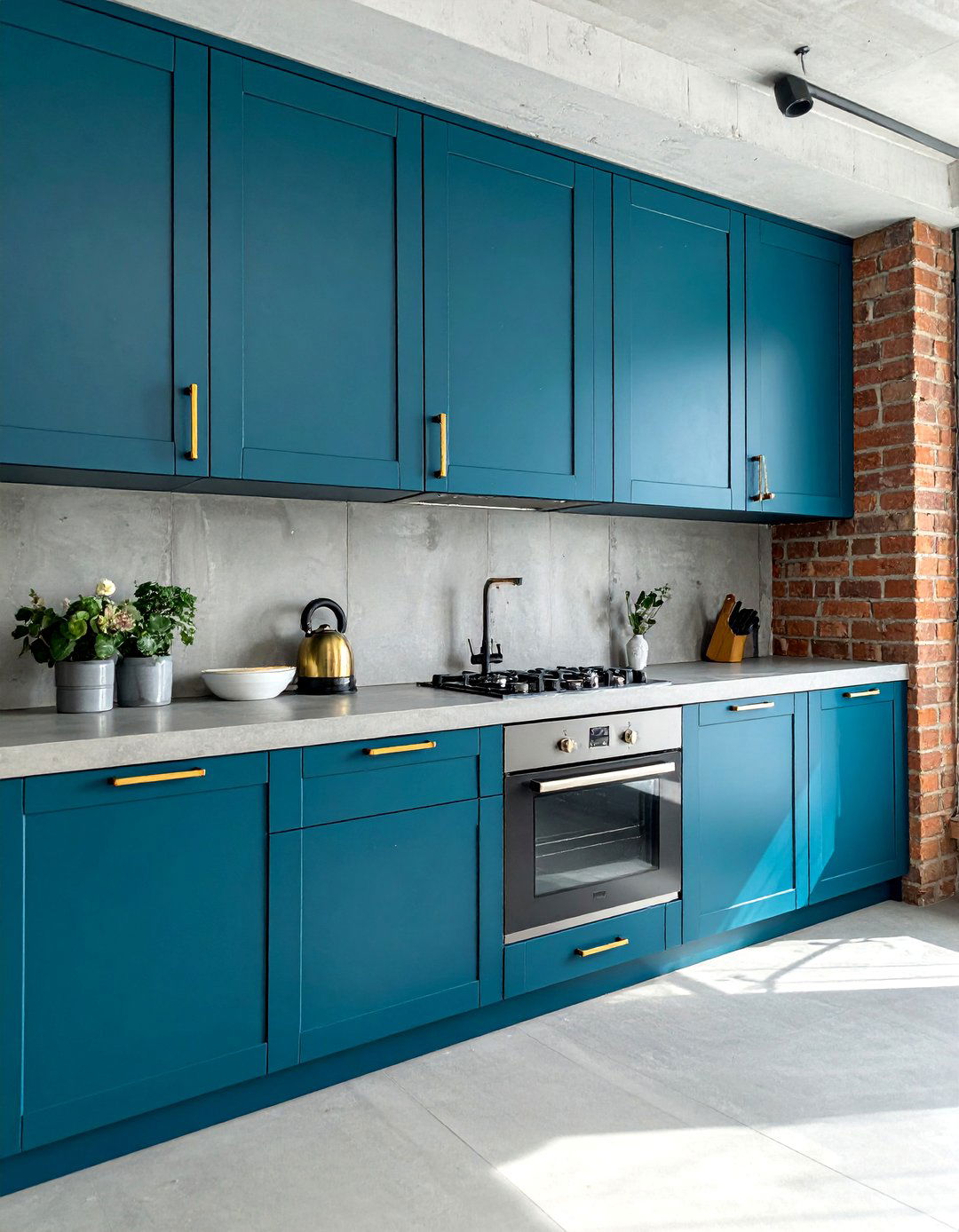 Industrial Style Blue Kitchen Cabinets With Gold Hardware - 30 Blue Kitchen Cabinets With Gold Hardware Ideas