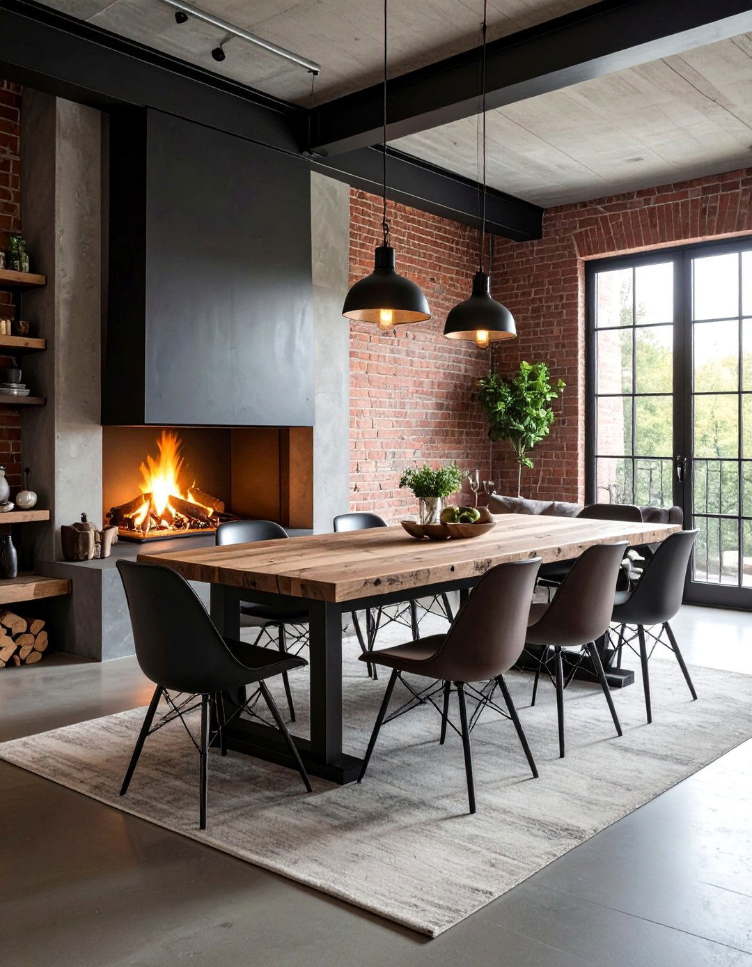 Industrial Style Fireplace Dining Areas - 30 Dining Rooms With Fireplaces for Cozy Meals