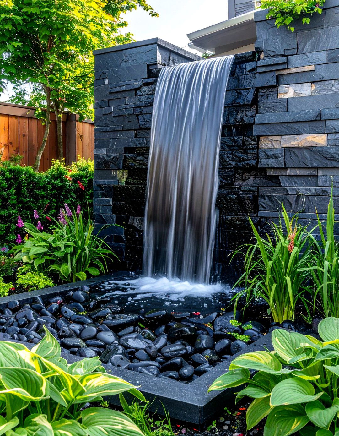 Installing a Stacked Stone Corner Water Feature - 30 Corner Landscaping Ideas for a Beautiful Yard