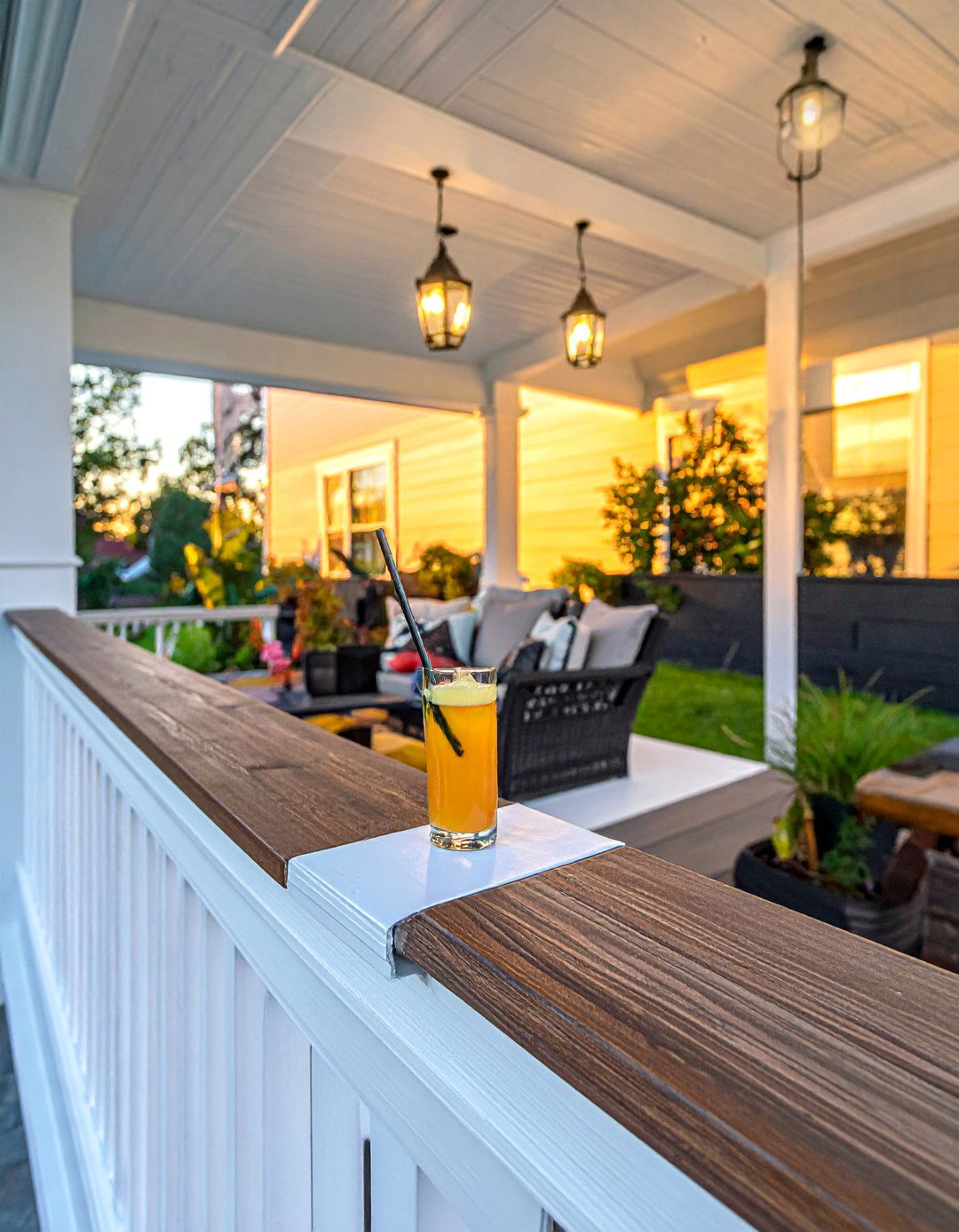 Integrated Drink Rail Front Porch Railing - 25 Front Porch Railing Ideas for Curb Appeal