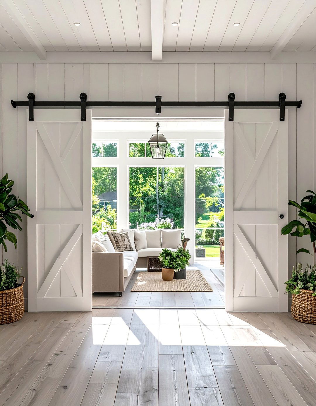 Integrating Sliding Barn Doors - 25 Farmhouse Sunroom Ideas for a Cozy Retreat