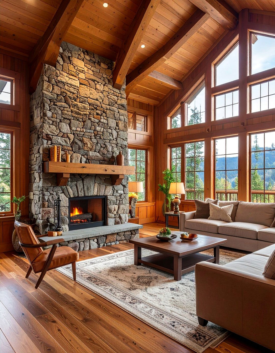 Integrating Stone Accents in a Craftsman Living Room - 30 Craftsman Living Room Ideas for a Timeless Look