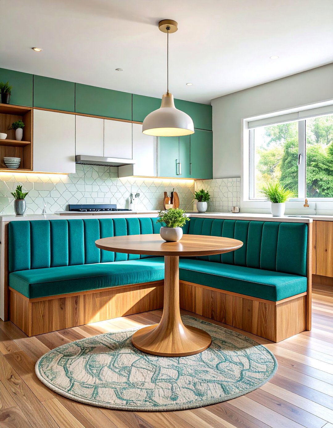 Integrating a Built in Dining Banquette in a Mid century Modern Kitchen - 40 Mid-century Modern Kitchen Ideas for a Retro Vibe