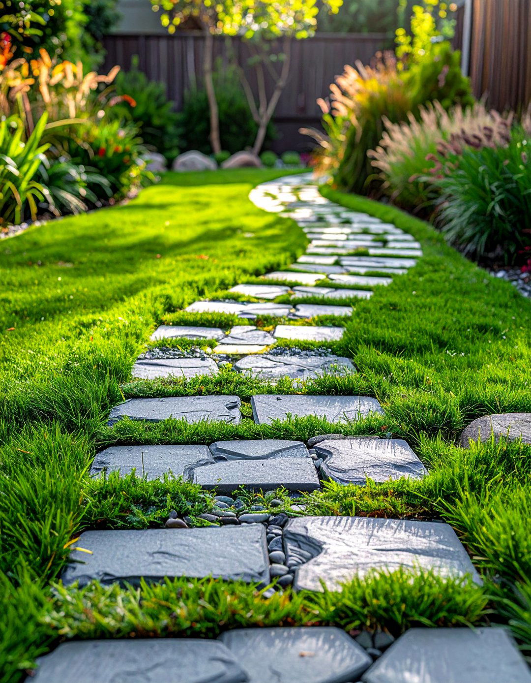 Interlocking Paver Stepping Stone Walkway - 30 Unique Stepping Stone Walkway Ideas for Your Yard