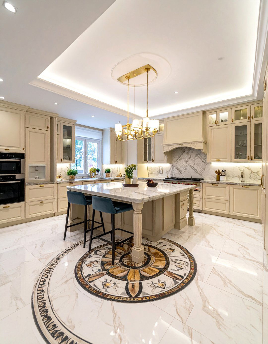 Intricate Marble Mosaic Kitchen Floor - 20 Marble Kitchen Floor Ideas for Elegance