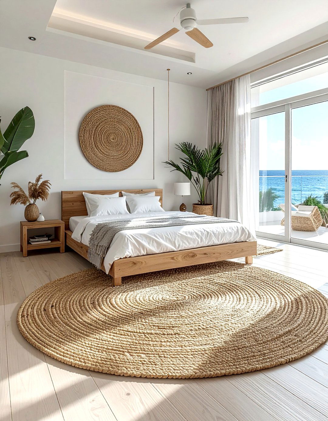 Jute or Sisal Rug for an Ocean themed Bedroom - 40 Ocean-themed Bedroom Ideas for a Serene Retreat