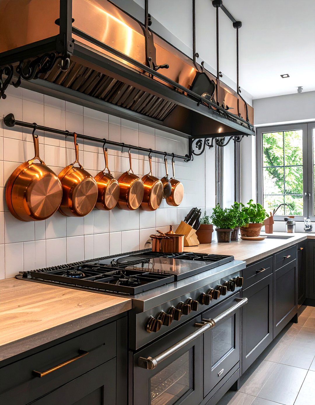 Kitchen Stove Alcove with Overhead Pot Rack - 20 Kitchen Stove Alcove Ideas for a Cozy Cooking Nook
