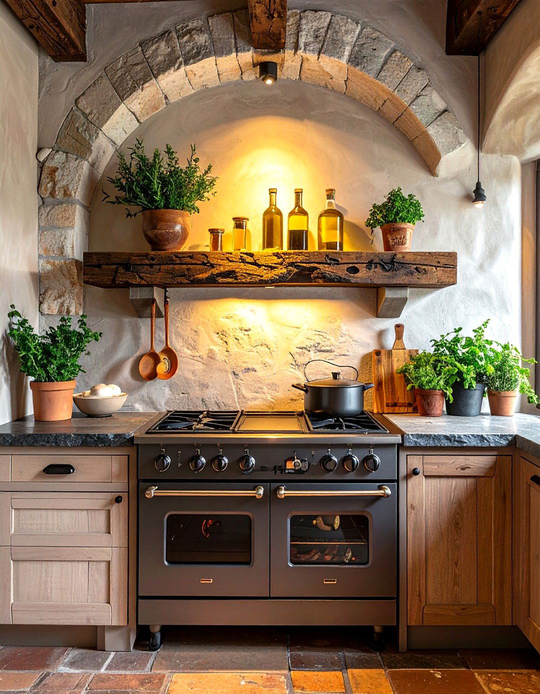 Kitchen Stove Alcove with a Stone Ledge - 20 Kitchen Stove Alcove Ideas for a Cozy Cooking Nook