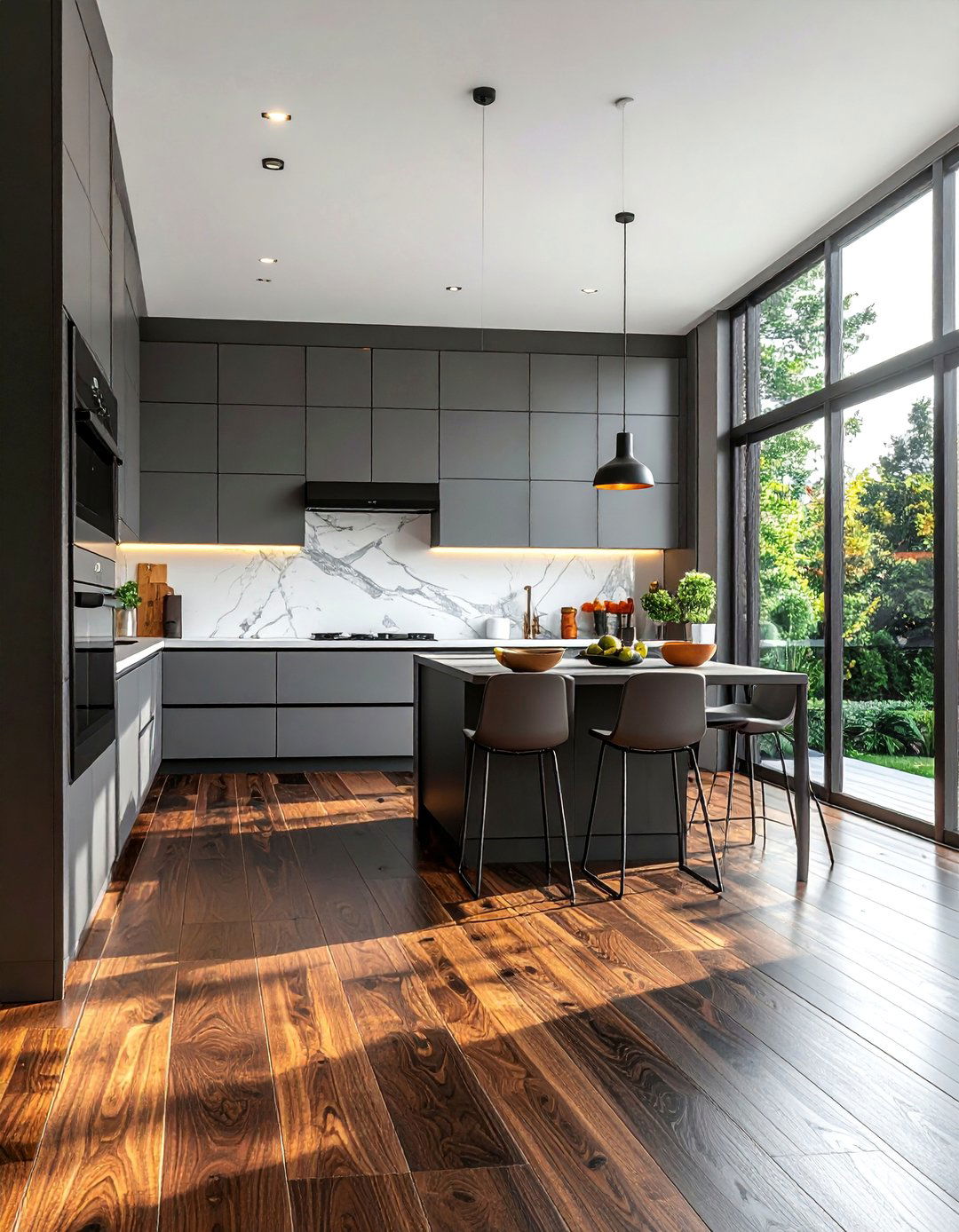 Kitchens With Dark Wood Floors and Ample Natural Light - 25 Kitchens With Dark Wood Floors for Elegant Spaces
