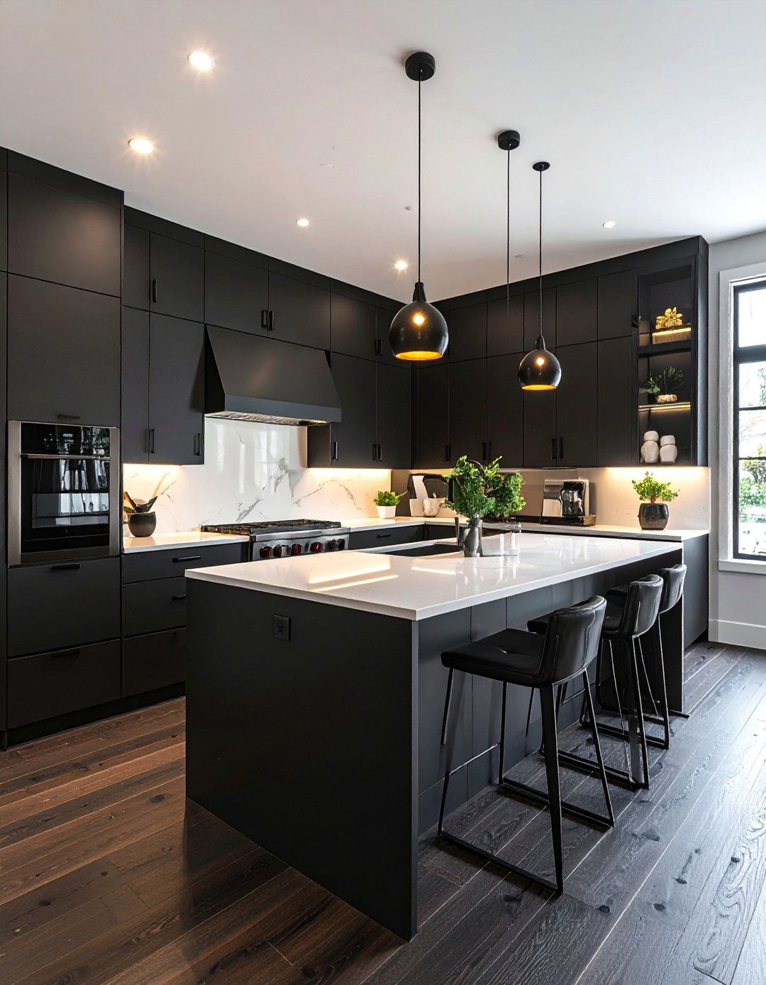 Kitchens With Dark Wood Floors and Black Cabinets - 25 Kitchens With Dark Wood Floors for Elegant Spaces