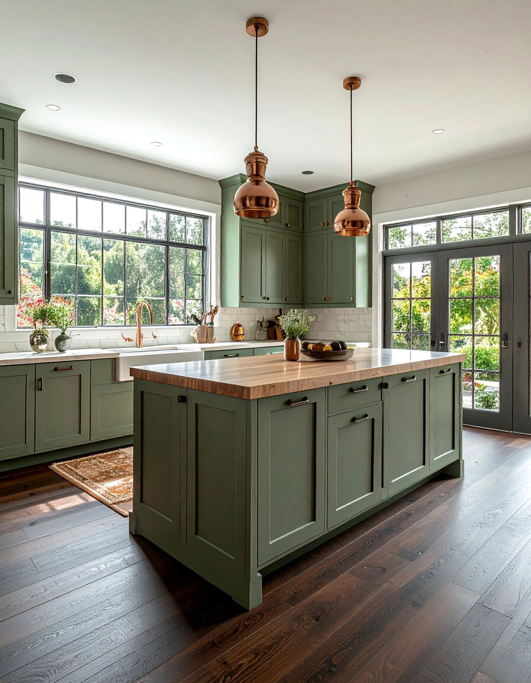 Kitchens With Dark Wood Floors and Green Cabinets - 25 Kitchens With Dark Wood Floors for Elegant Spaces
