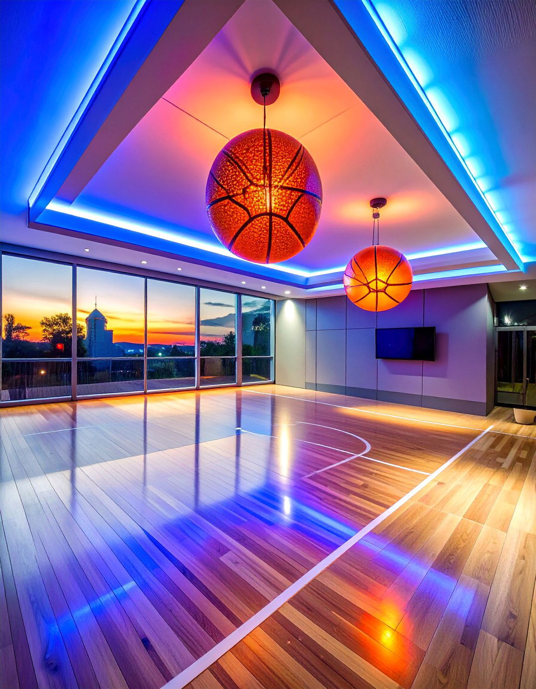 LED Basketball Lighting System - 25 Basketball Room Decor Ideas for Sports Enthusiasts