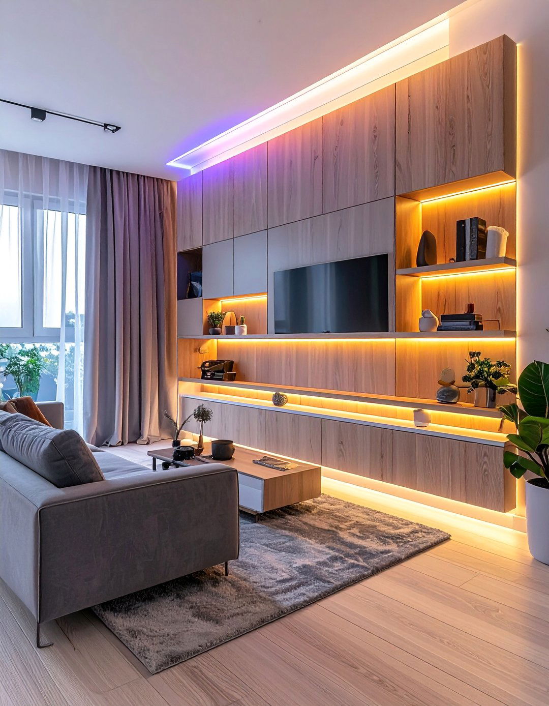 LED Illuminated Storage Systems - 30 Living Room Storage Ideas to Maximize Your Space