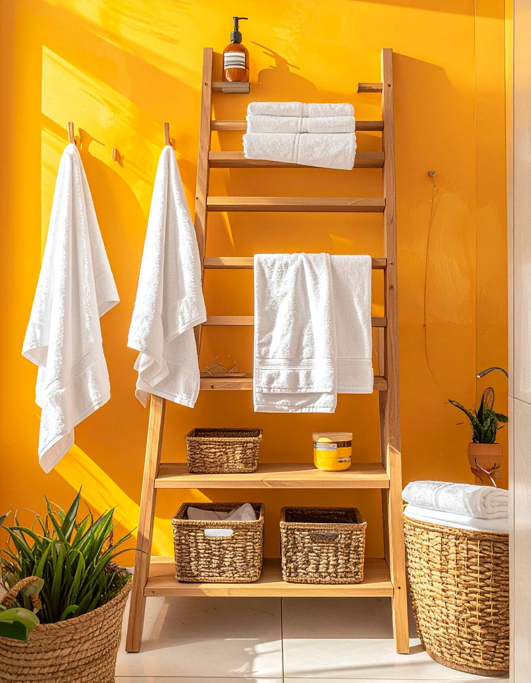 Ladder Shelf Storage - 40 Bathroom Organization Ideas for Clutter-Free