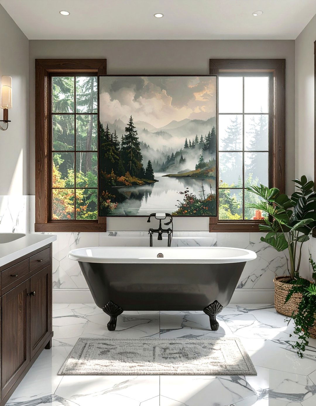 Landscape Painting Bathroom Art - 25 Bathroom Art Ideas to Enhance Your Space's Aesthetic