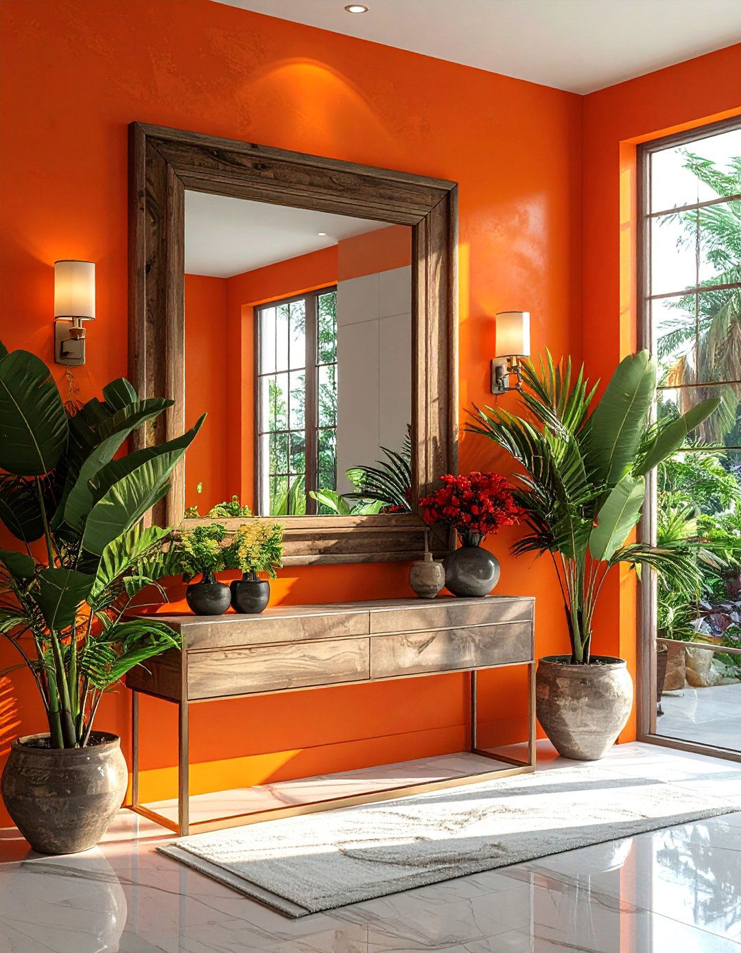 Large Statement Mirror - 40 Small Entryway Ideas for Stylish First Impressions