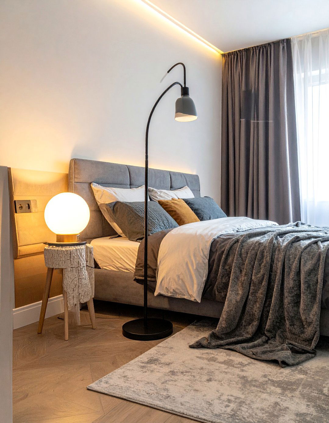 Layered Bedroom Corner Floor Lighting - 15 Bedroom Corner Ideas to Enhance Small Spaces