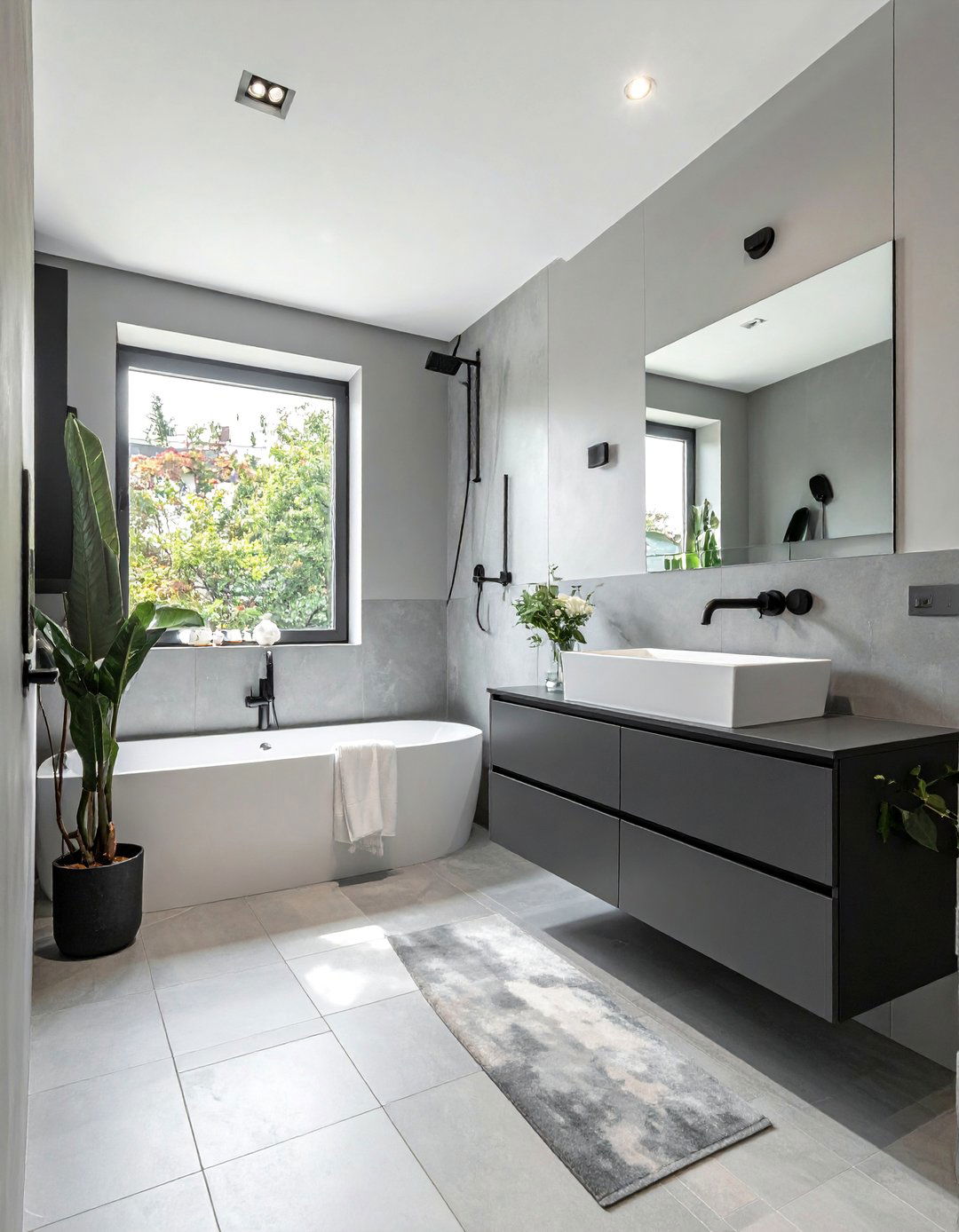 Layering Shades of Grey for Depth - 20 Black and Grey Bathroom Ideas for a Stylish Retreat