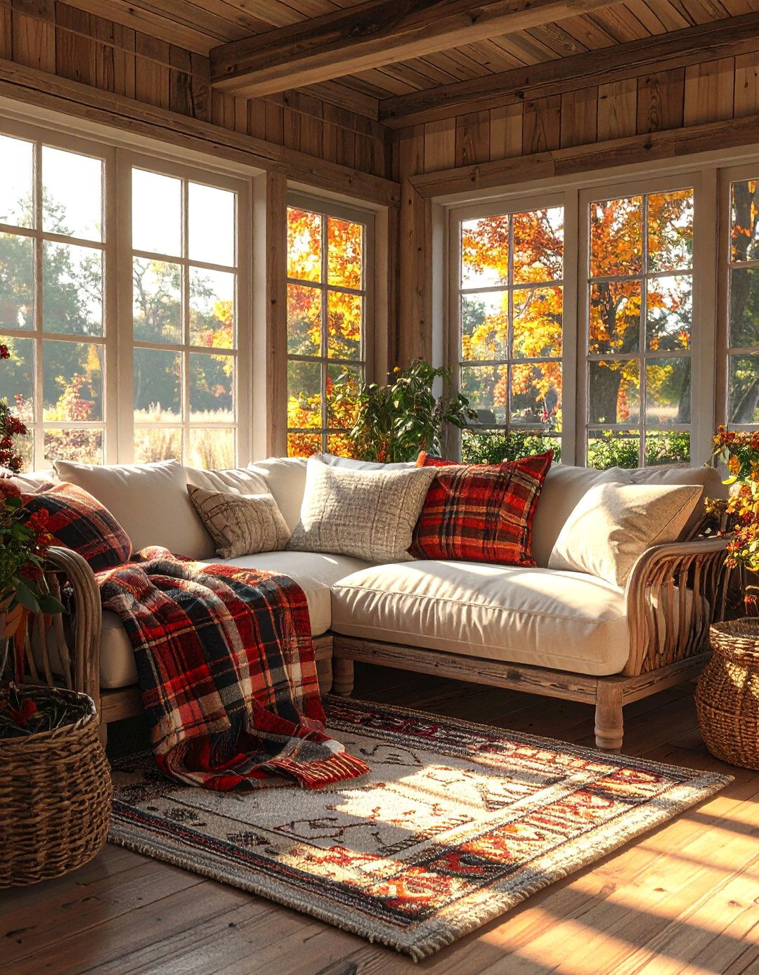 Layering Textiles for Coziness - 25 Farmhouse Sunroom Ideas for a Cozy Retreat