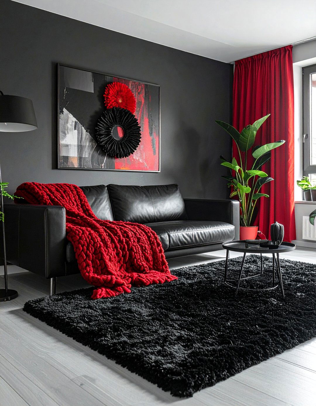 Layering Textures in a Black and Red Palette - 25 Black and Red Living Room Ideas for Bold Interiors