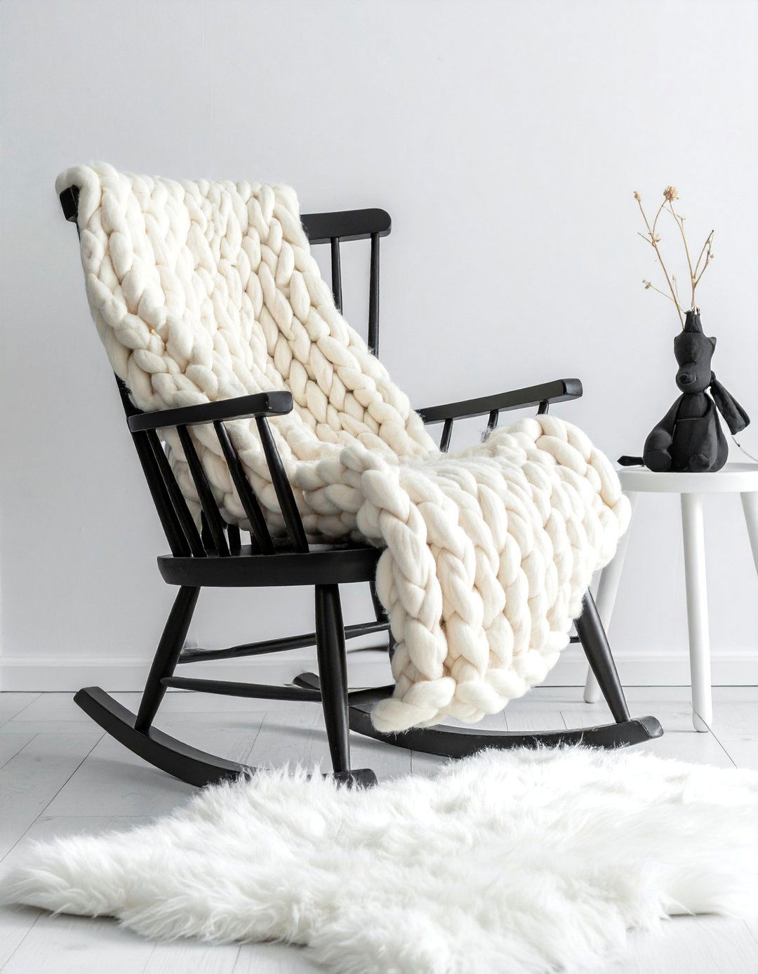Layering Textures in a Black and White Nursery - 25 Black and White Nursery Ideas for Timeless Style