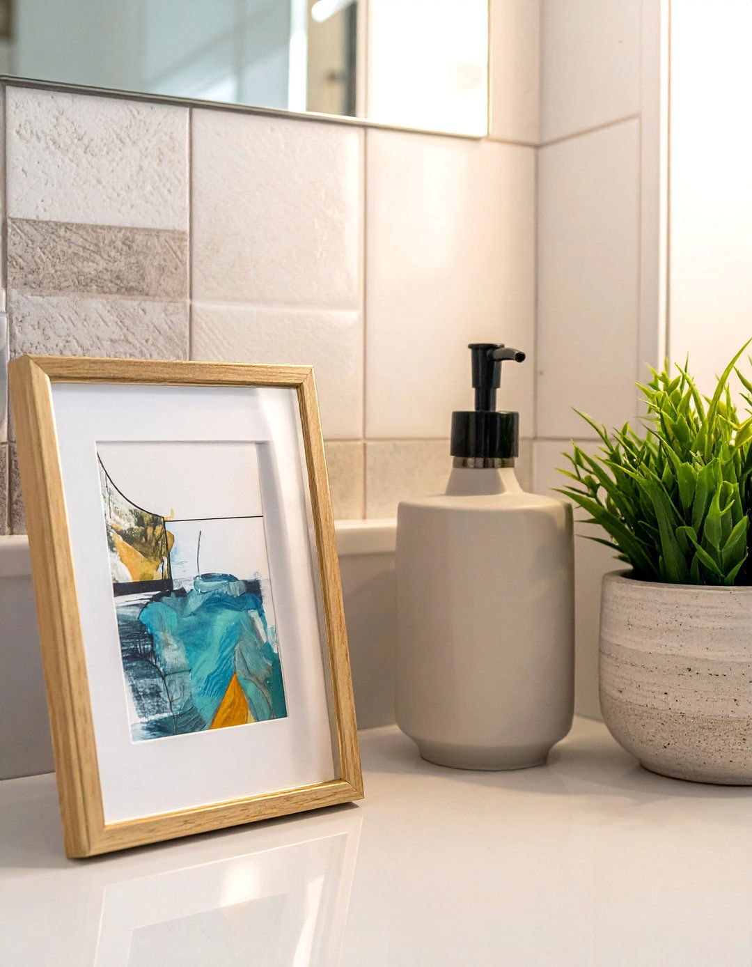 Leaning Art Display Bathroom Art - 25 Bathroom Art Ideas to Enhance Your Space's Aesthetic