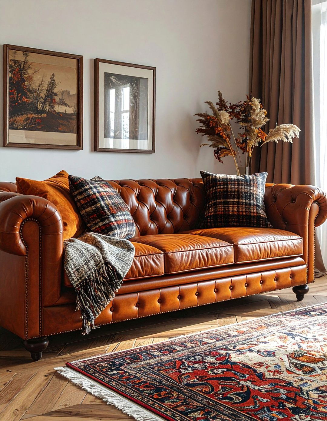 Leather Chesterfield Sofas - 40 Cozy Living Room Ideas to Transform Your Space