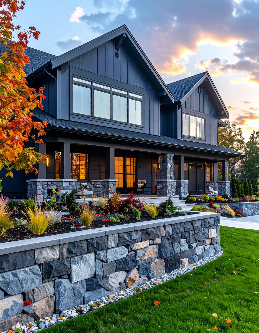 Ledgestone Exterior Wainscoting - 30 Stunning Stone Exterior Home Ideas for Curb Appeal