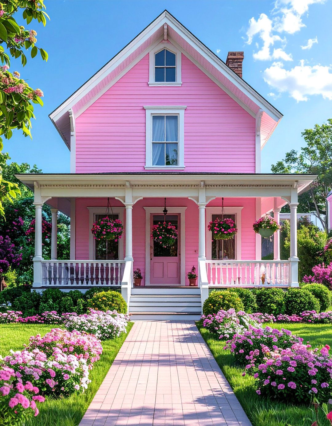 Light Pink Victorian House with a Wraparound Porch - 25 Pink Victorian House Ideas for a Charming Home