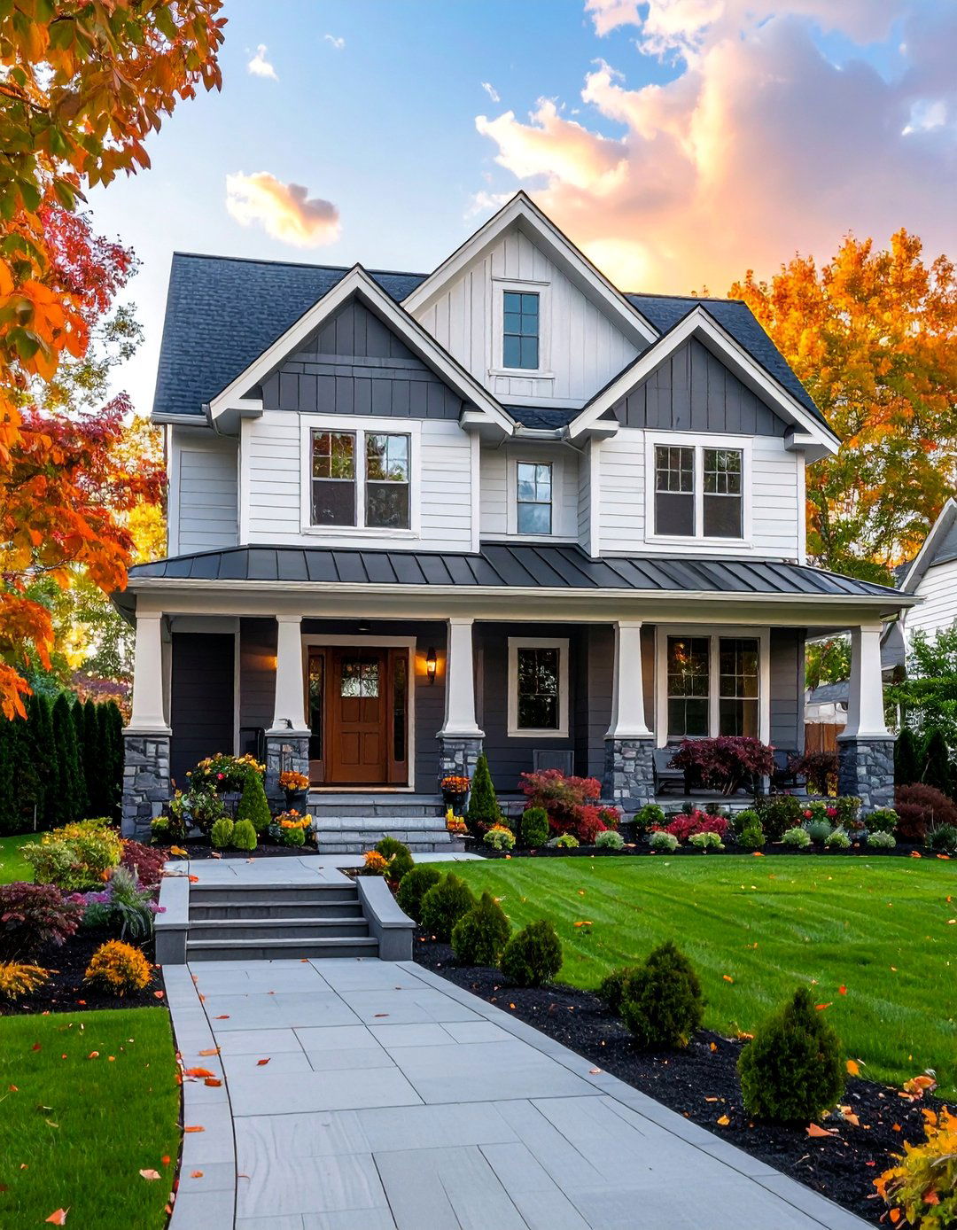 Light Upper Level and Dark Lower Level Siding - 20 Two-tone Siding Designs to Boost Curb Appeal