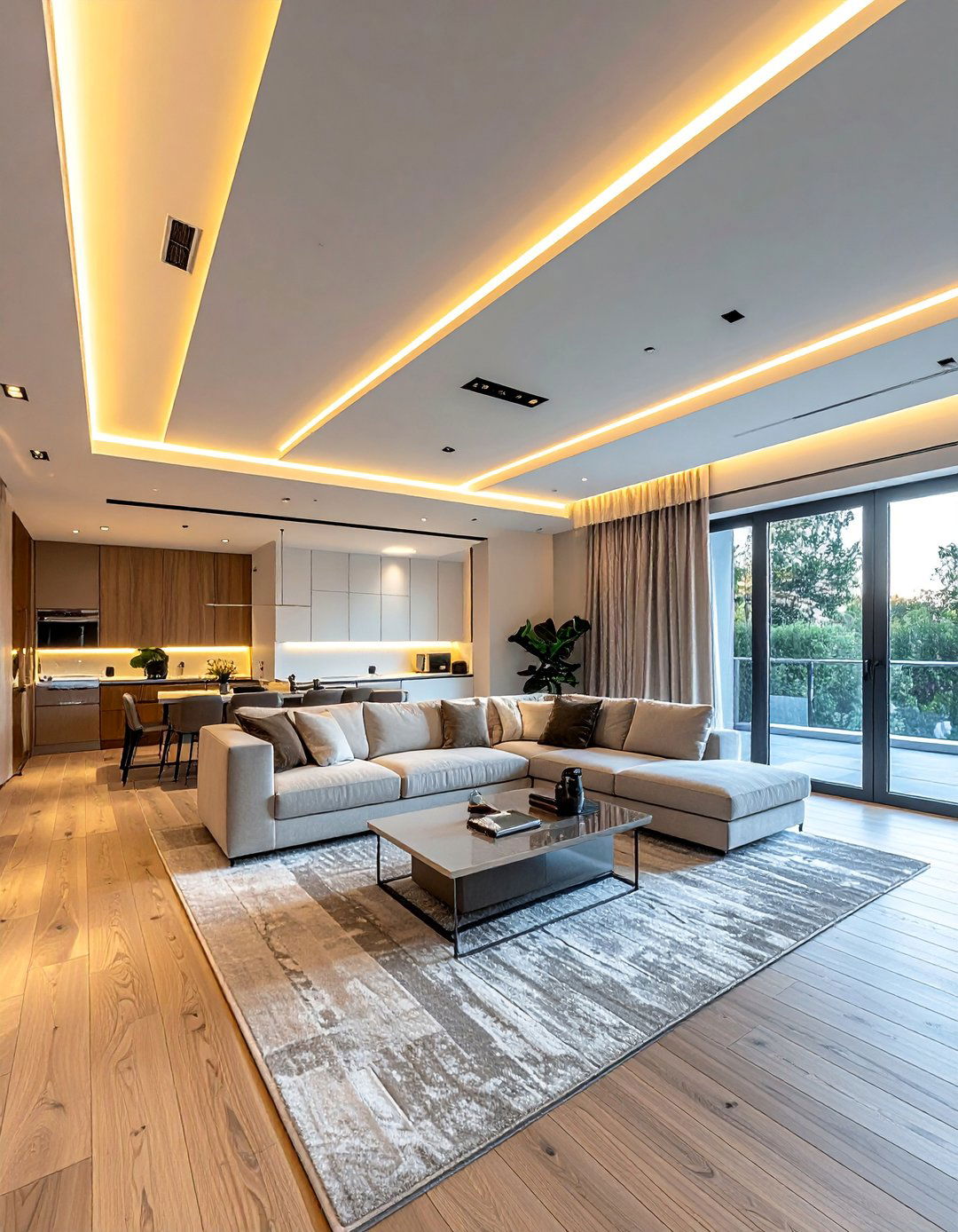 Linear Panel False Ceiling with Architectural Lines - 20 Living Room False Ceiling Design Ideas for Elegance