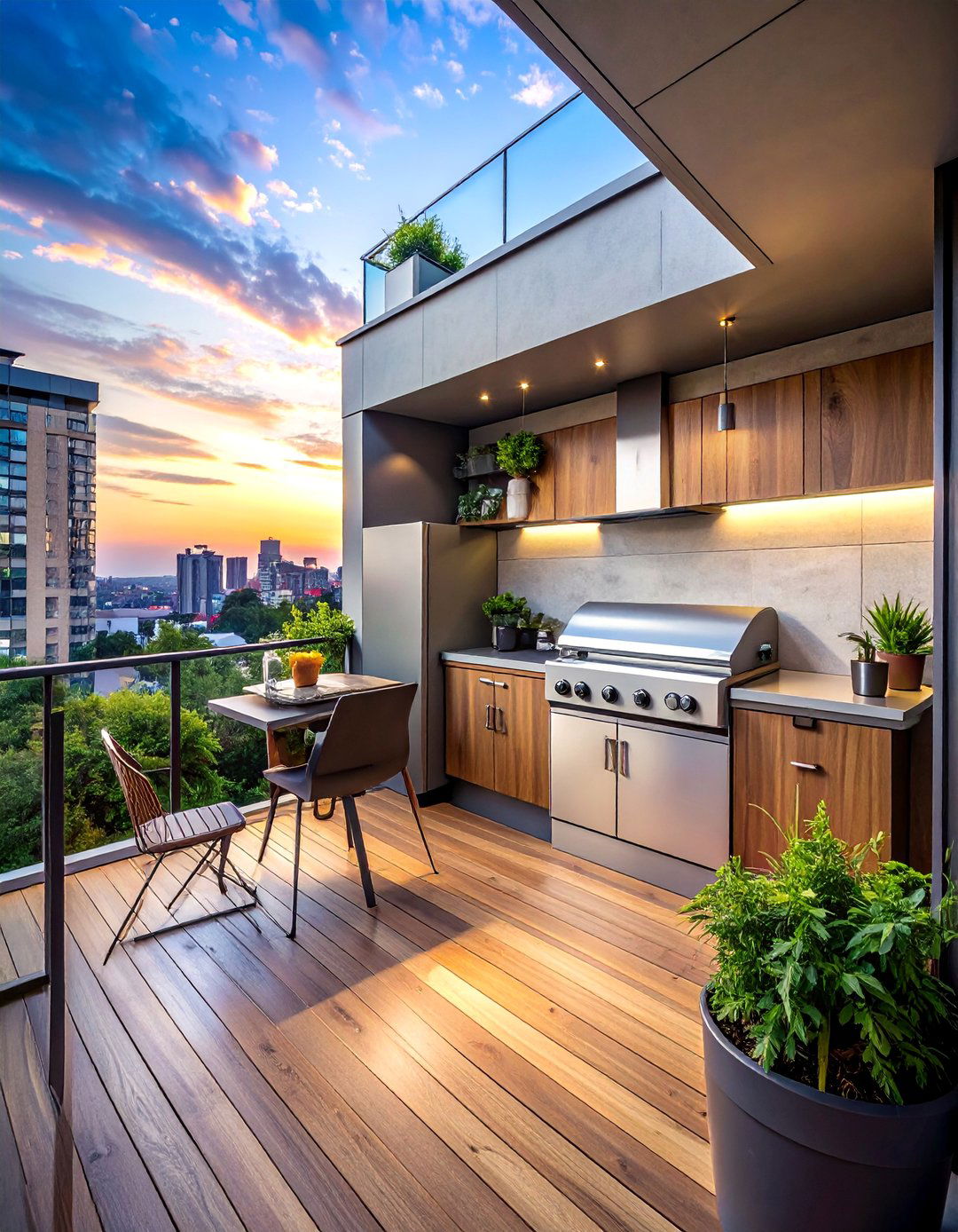 Loft Balcony with Integrated Outdoor Kitchenette - 20 Loft Balcony Ideas to Maximize Your Urban Space