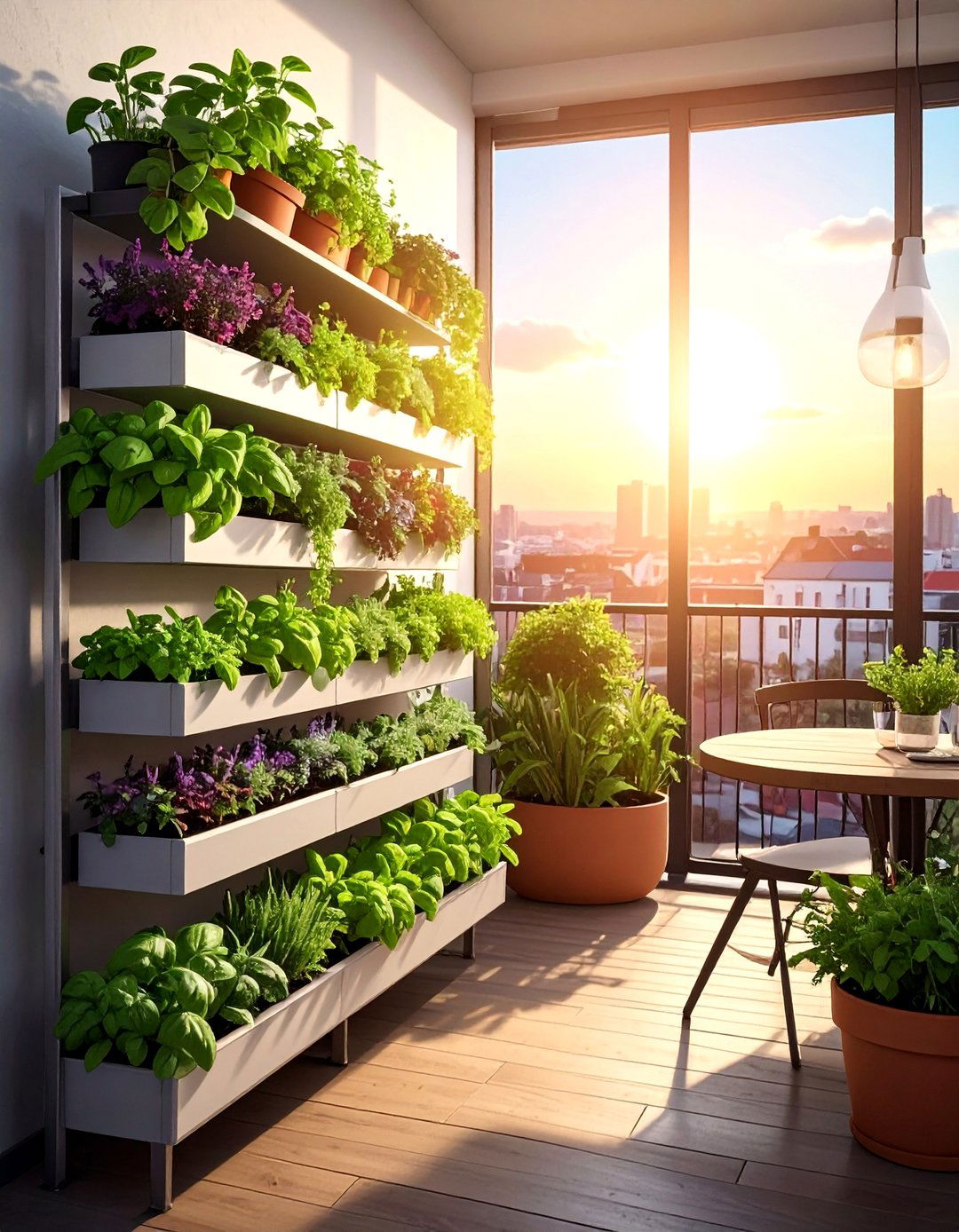 Loft Balcony with a Vertical Herb Garden - 20 Loft Balcony Ideas to Maximize Your Urban Space