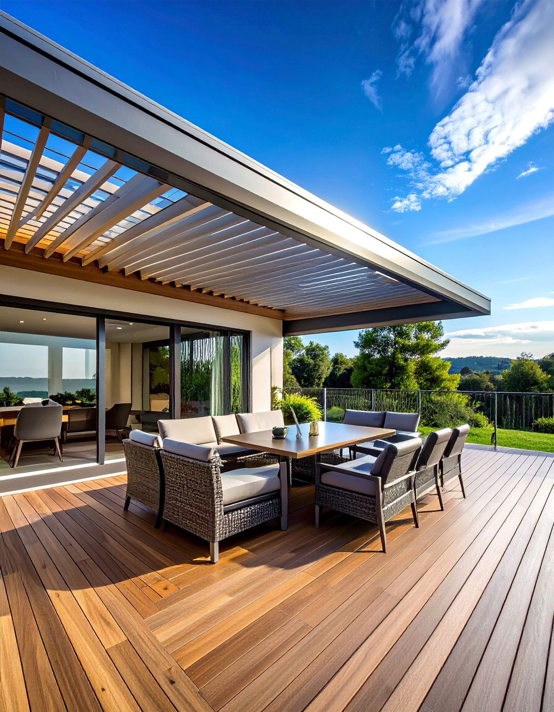 Louvered Roof Pergola System - 30 Partially Covered Deck Ideas for Year-Round Enjoyment