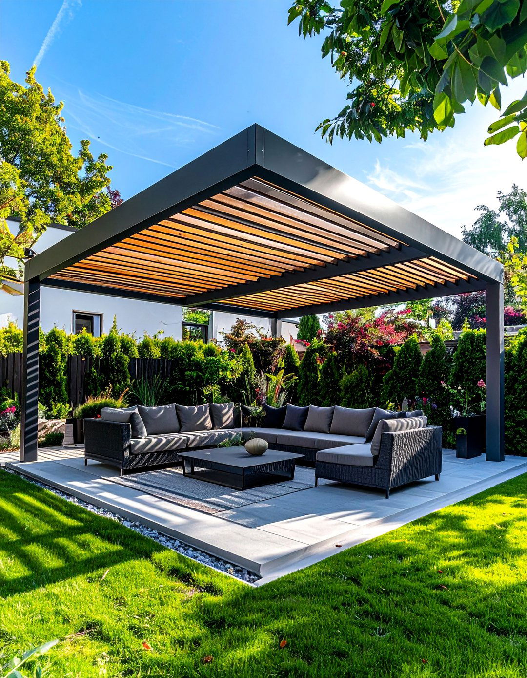 Louvered Roof Pergola - 20 Modern Pergola Ideas for a Stunning Outdoor Space