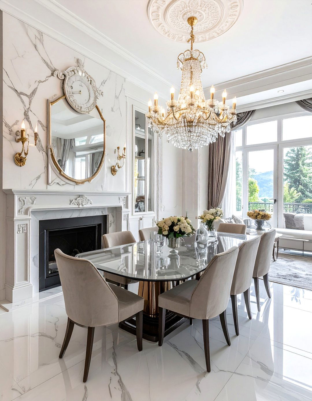 Luxury Marble Fireplace Dining Rooms - 30 Dining Rooms With Fireplaces for Cozy Meals