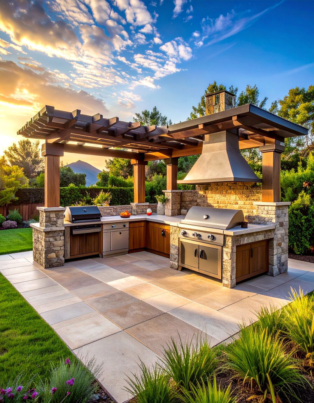 Luxury Resort Style BBQ Kitchen - 40 Amazing BBQ Area Ideas for Outdoor Living