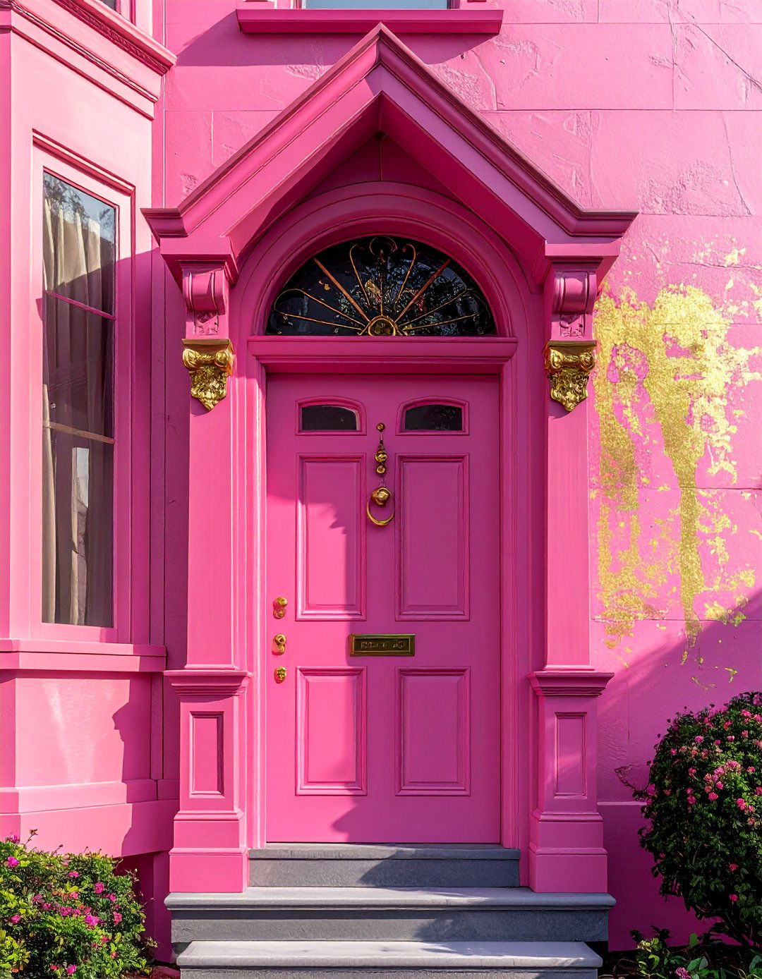 Magenta Pink Victorian House with Gold Accents - 25 Pink Victorian House Ideas for a Charming Home