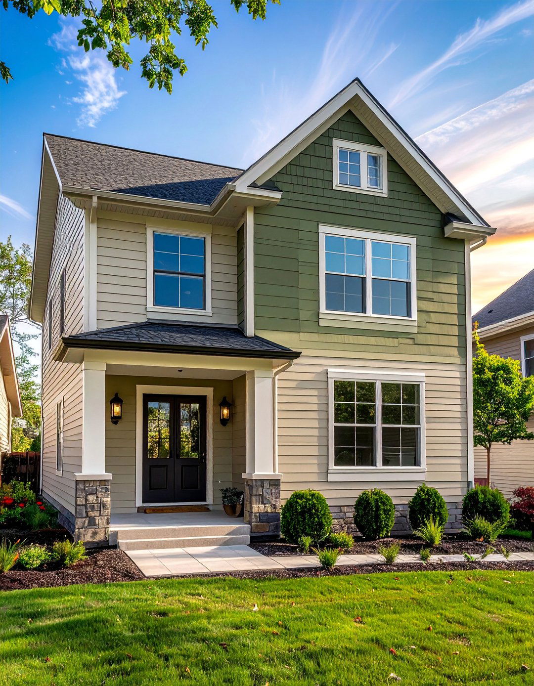 Main Body Siding with a Contrasting Bump Out - 20 Two-tone Siding Designs to Boost Curb Appeal