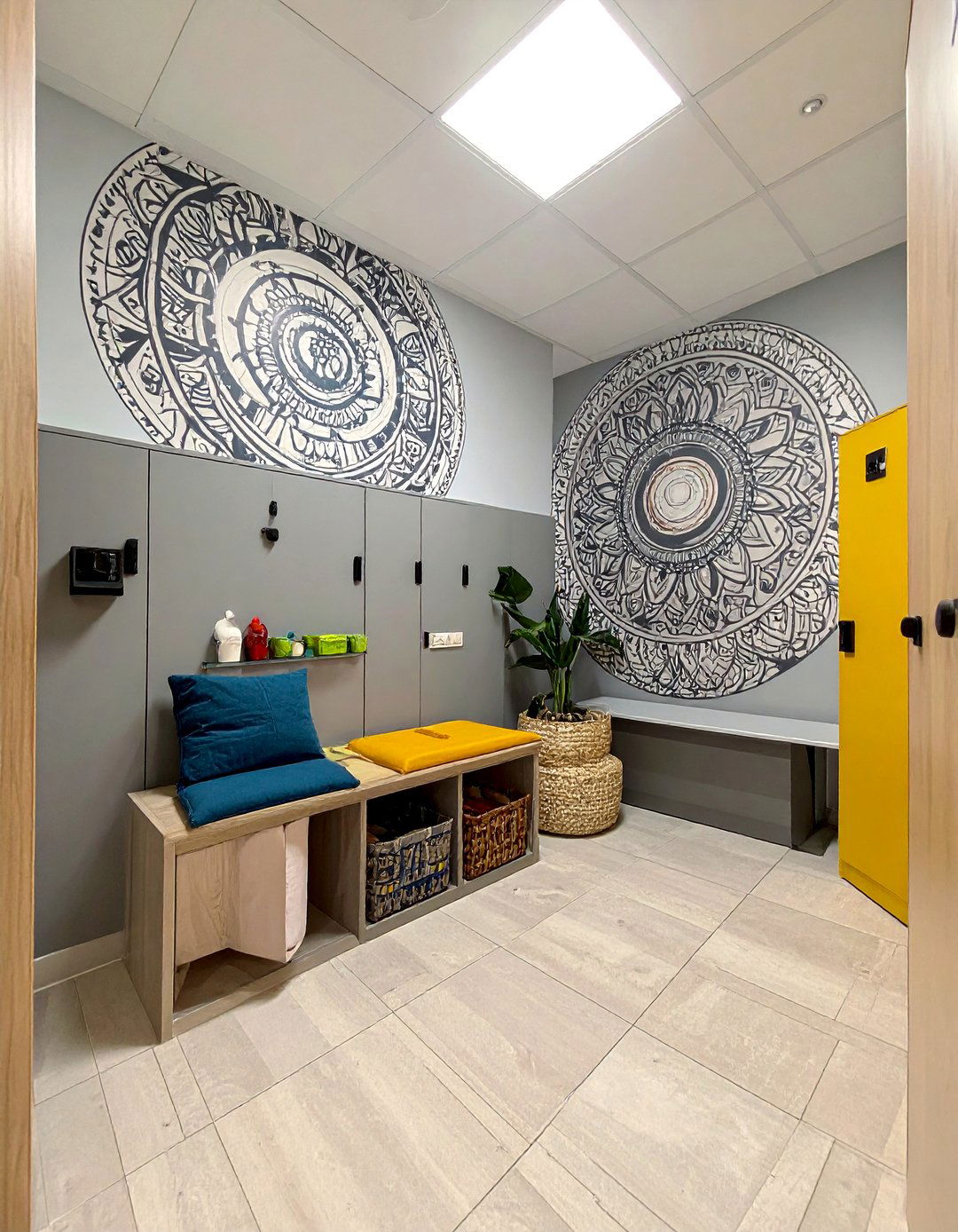 Mandala Meditation Zone - 30 Locker Decor Ideas for Stylish and Functional Spaces