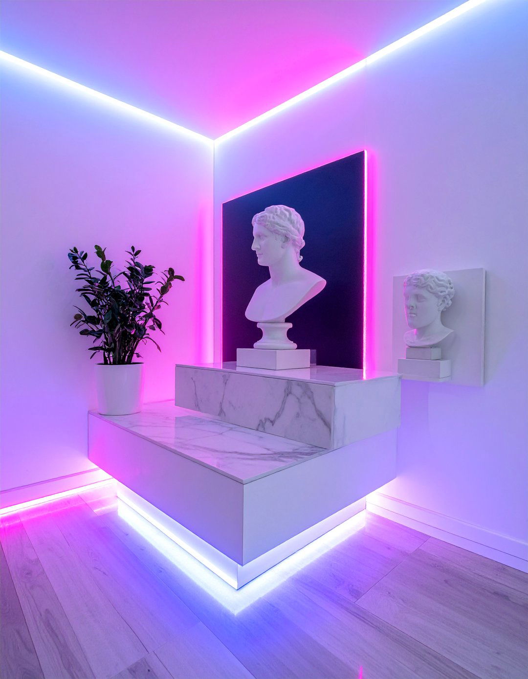 Marble Statue Display Area - 20 Vaporwave Room Ideas for a Retro-Futuristic Vibe