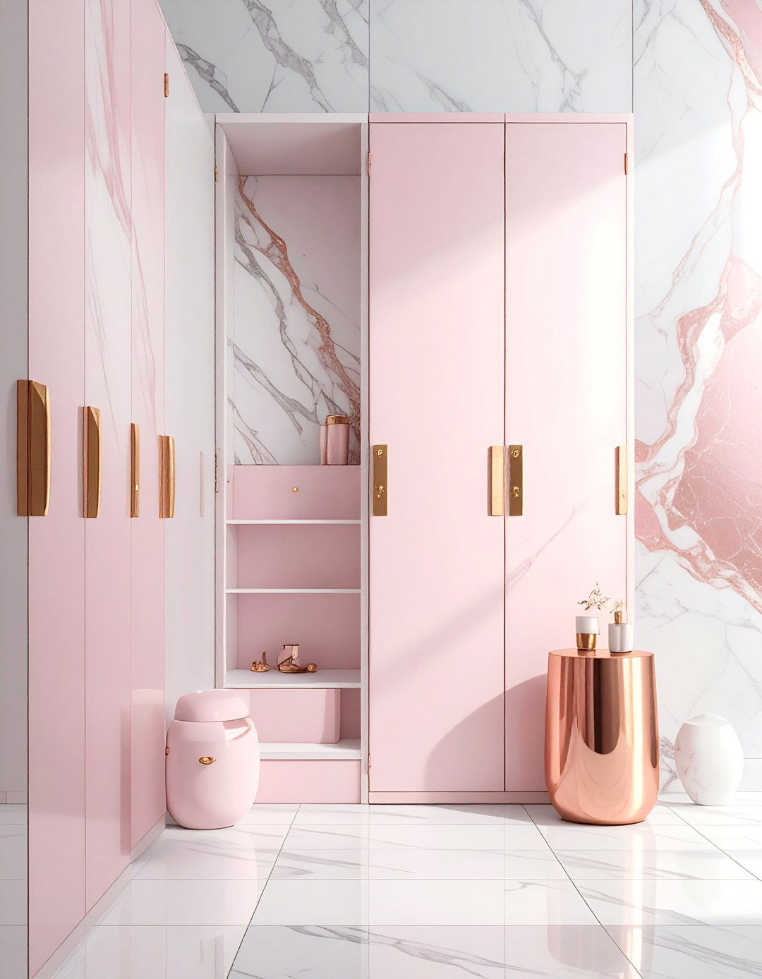 Marble and Rose Gold Glam - 30 Locker Decor Ideas for Stylish and Functional Spaces